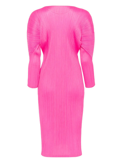 Plissé Midi Dress