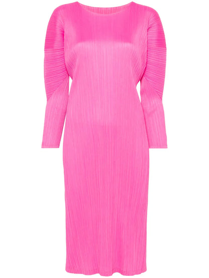 Plissé Midi Dress