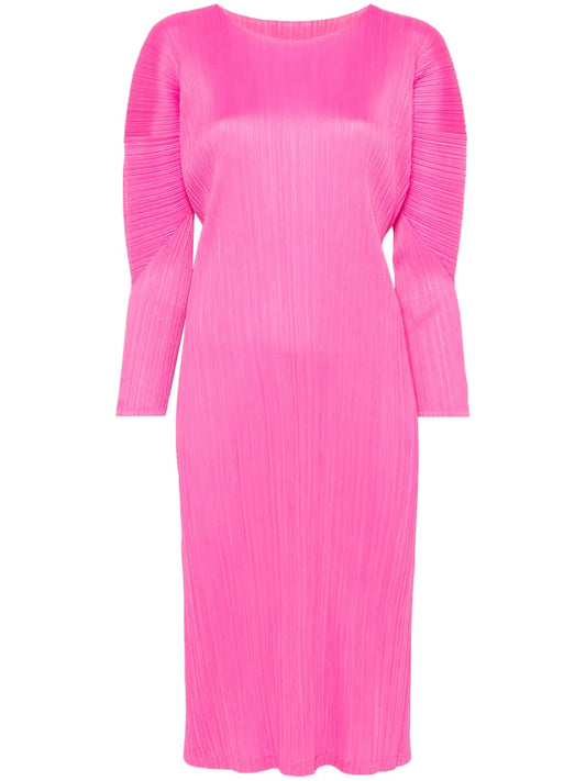 Plissé Midi Dress