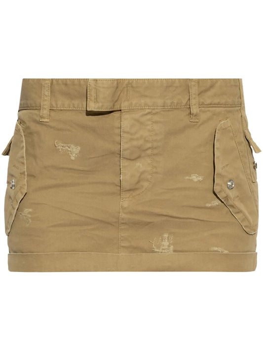 Distressed-Effect Mini Skirt