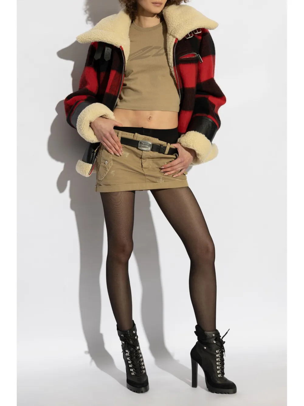 Distressed-Effect Mini Skirt
