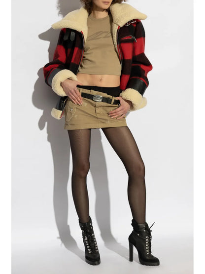 Distressed-Effect Mini Skirt