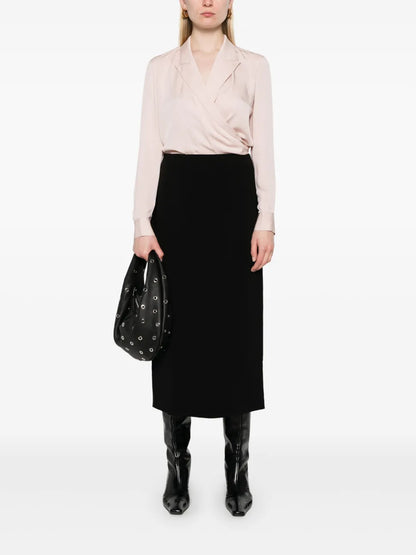 Peak Lapel Wrap Blouse