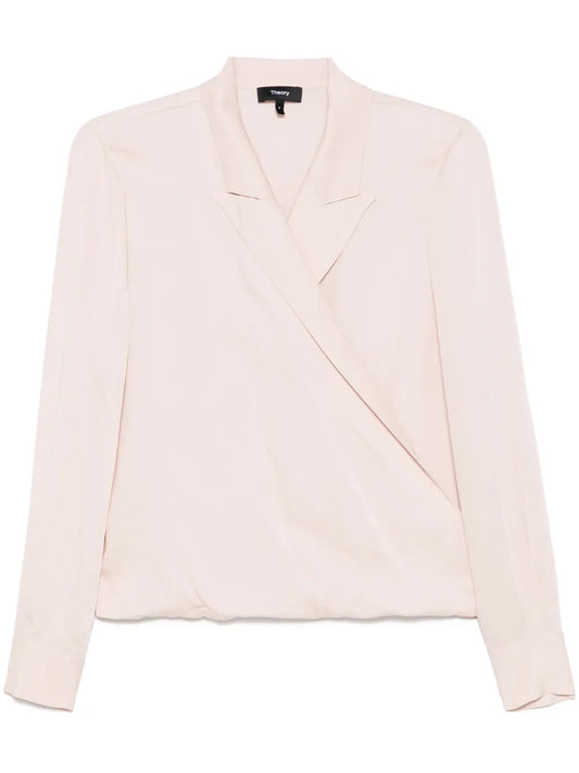Peak Lapel Wrap Blouse