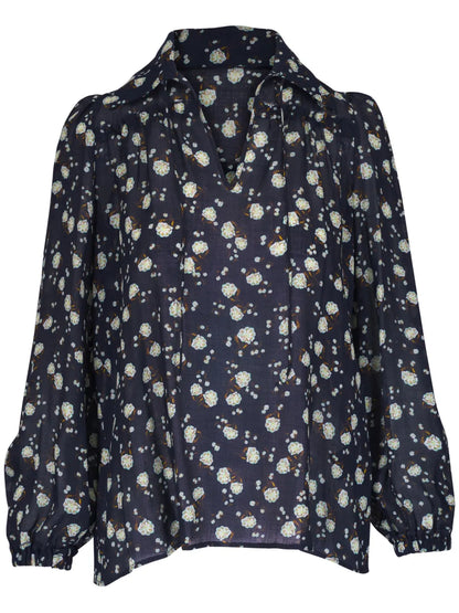 Floral-Print Gauze Blouse