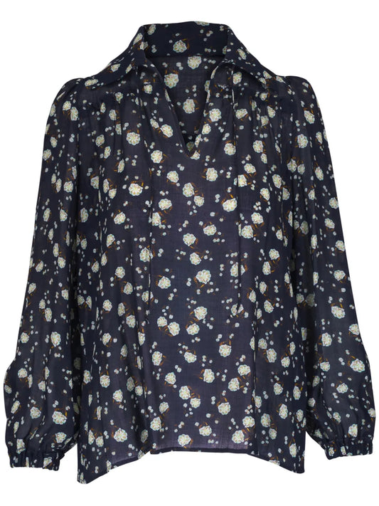 Floral-Print Gauze Blouse