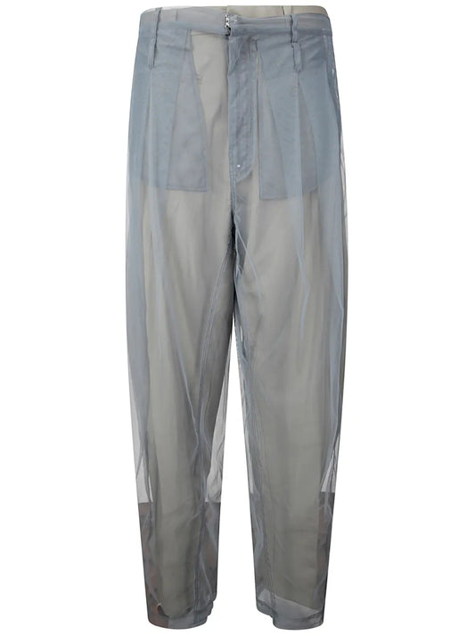 Tulle-Detail Straight-Leg Trousers