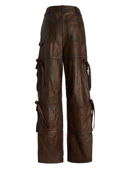 Leather Straight-Leg Trousers