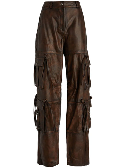 Leather Straight-Leg Trousers