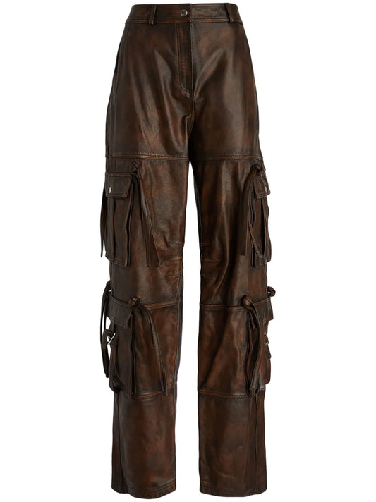 Leather Straight-Leg Trousers