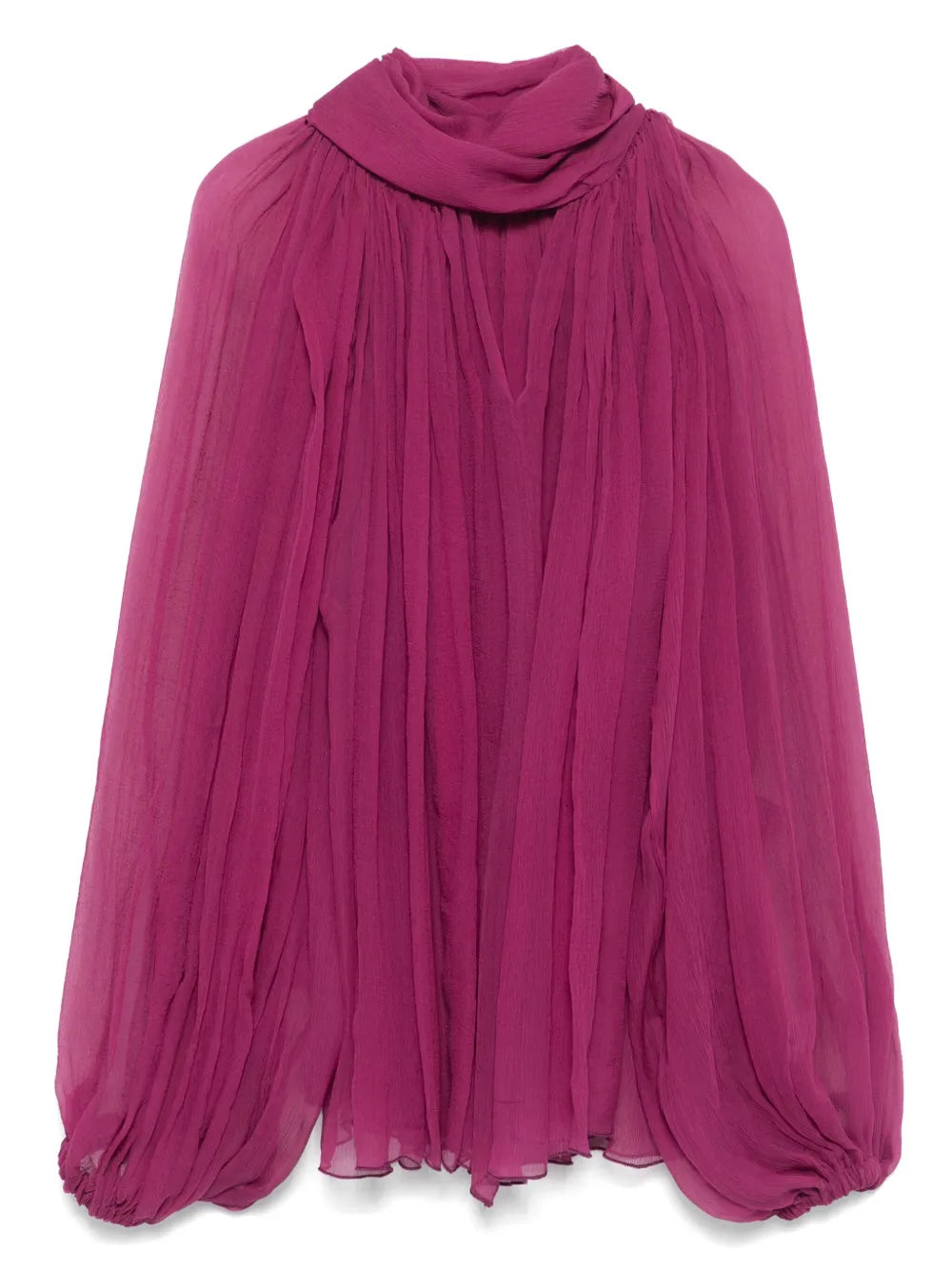 Scarf-Detail Silk Blouse