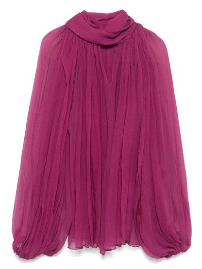 Scarf-Detail Silk Blouse