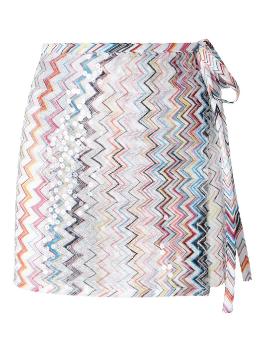 Zigzag-Pattern Mini Skirt