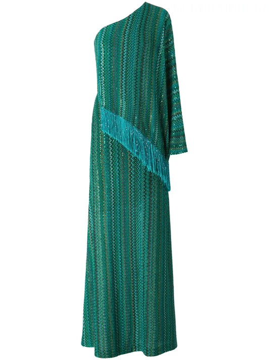 Zigzag One-Shoulder Dress