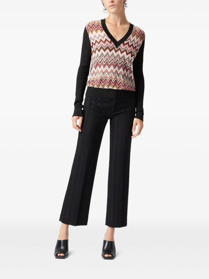 Zigzag-Pattern Straight Trousers