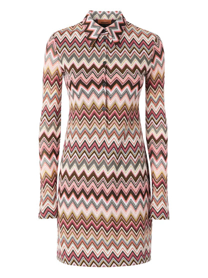 Zigzag-Pattern Mini Dress