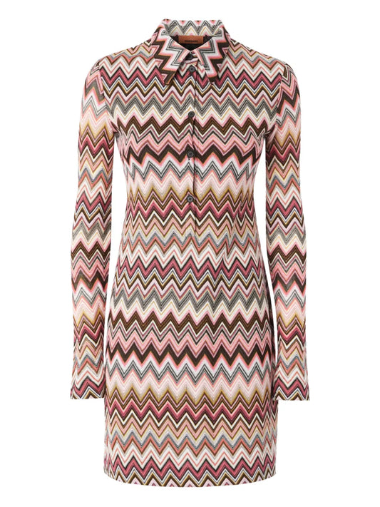 Zigzag-Pattern Mini Dress