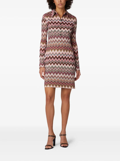 Zigzag-Pattern Mini Dress