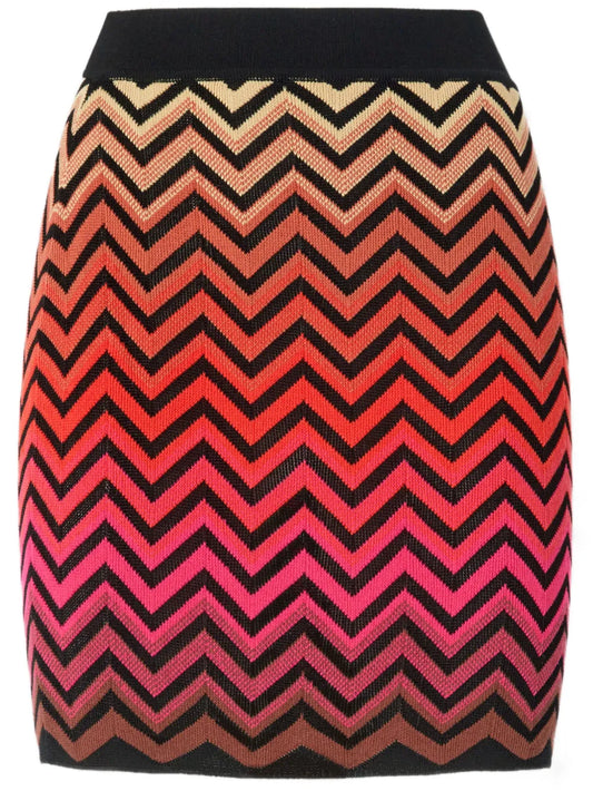 Zigzag-Pattern Degradé Mini Skirt