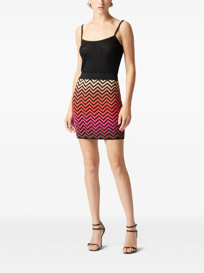 Zigzag-Pattern Degradé Mini Skirt