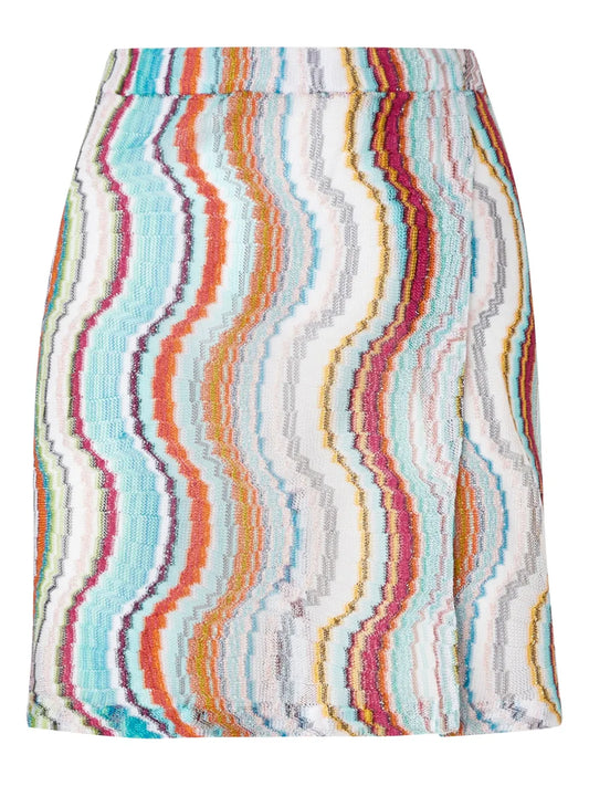 Lamé Wave-Motif Mini Skirt
