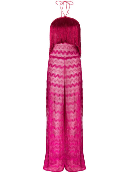 Lamé Fringe-Detail Jumpsuit