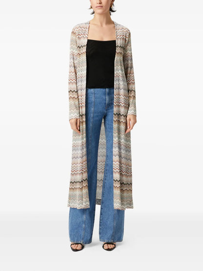 Zigzag-Pattern Cardi-Coat