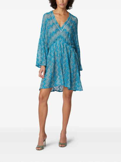 Zigzag-Pattern Mini Dress