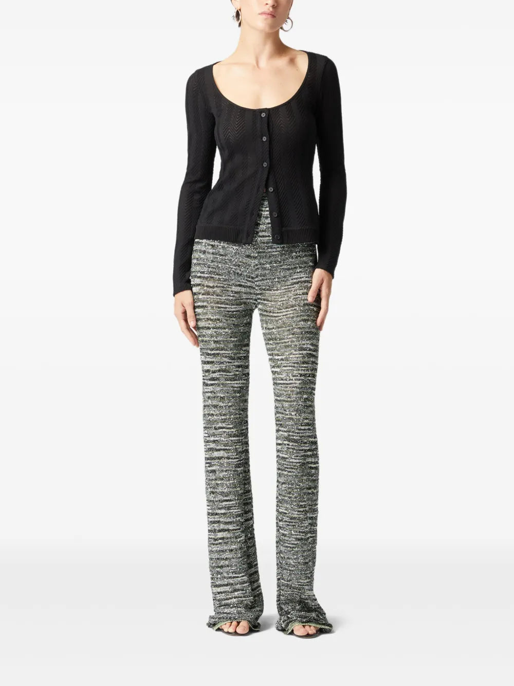 Sequin-Embellished Flared Trousers