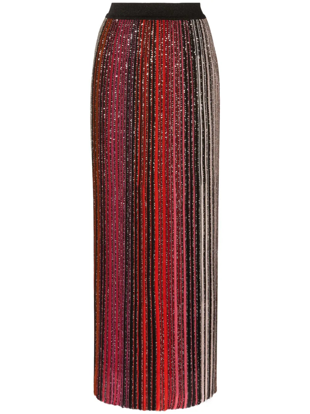 Sequin-Embellished Striped Maxi Skirt