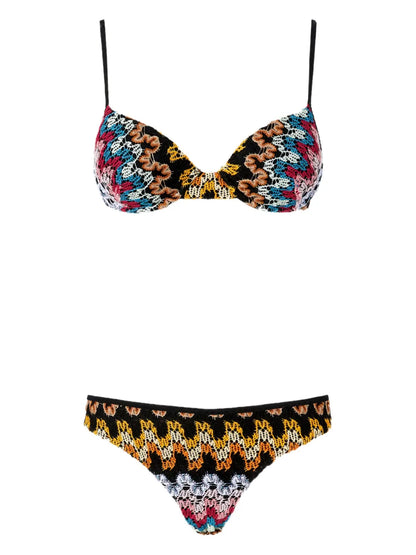 Zigzag-Knit Bikini Set