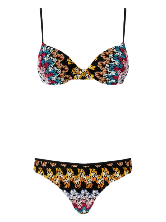 Zigzag-Knit Bikini Set