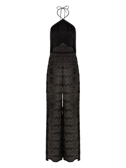 Lamé Fringe-Detail Jumpsuit