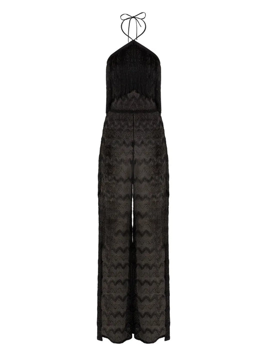 Lamé Fringe-Detail Jumpsuit