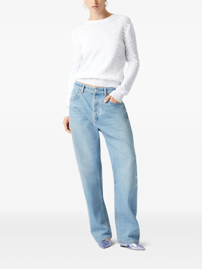 Chevron-Knit Crew-Neck Sweater