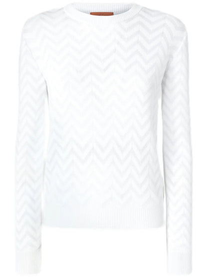 Chevron-Knit Crew-Neck Sweater