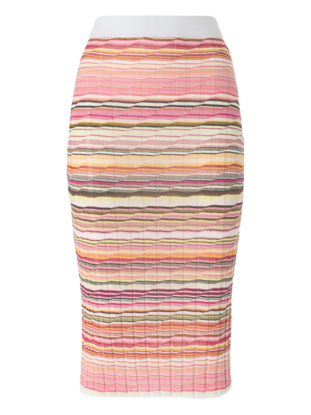 Striped Ribbed Midi Skirt