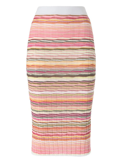 Striped Ribbed Midi Skirt