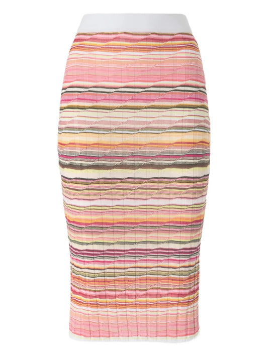 Striped Ribbed Midi Skirt