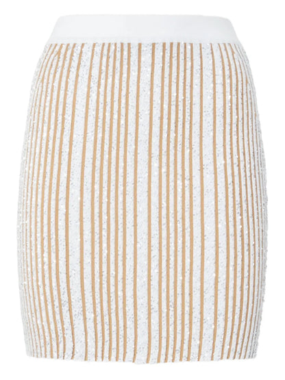 Sequinned Ribbed Skirt