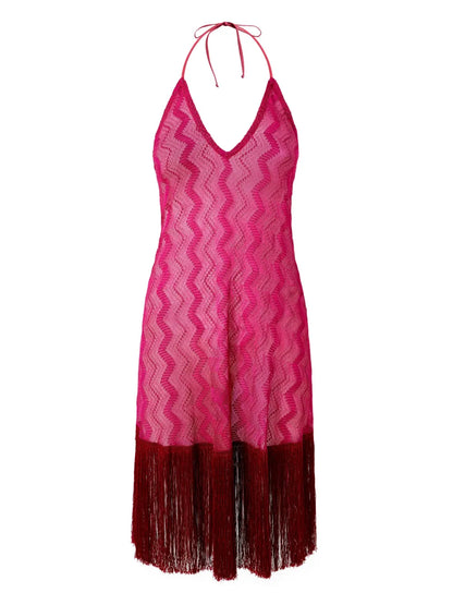 Zigzag Fringed Midi Dress