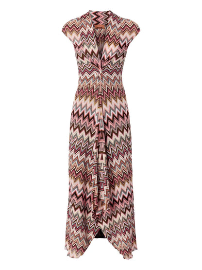Zigzag-Pattern Midi Dress