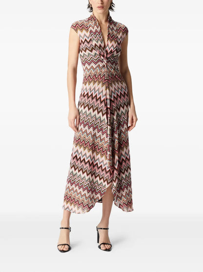 Zigzag-Pattern Midi Dress