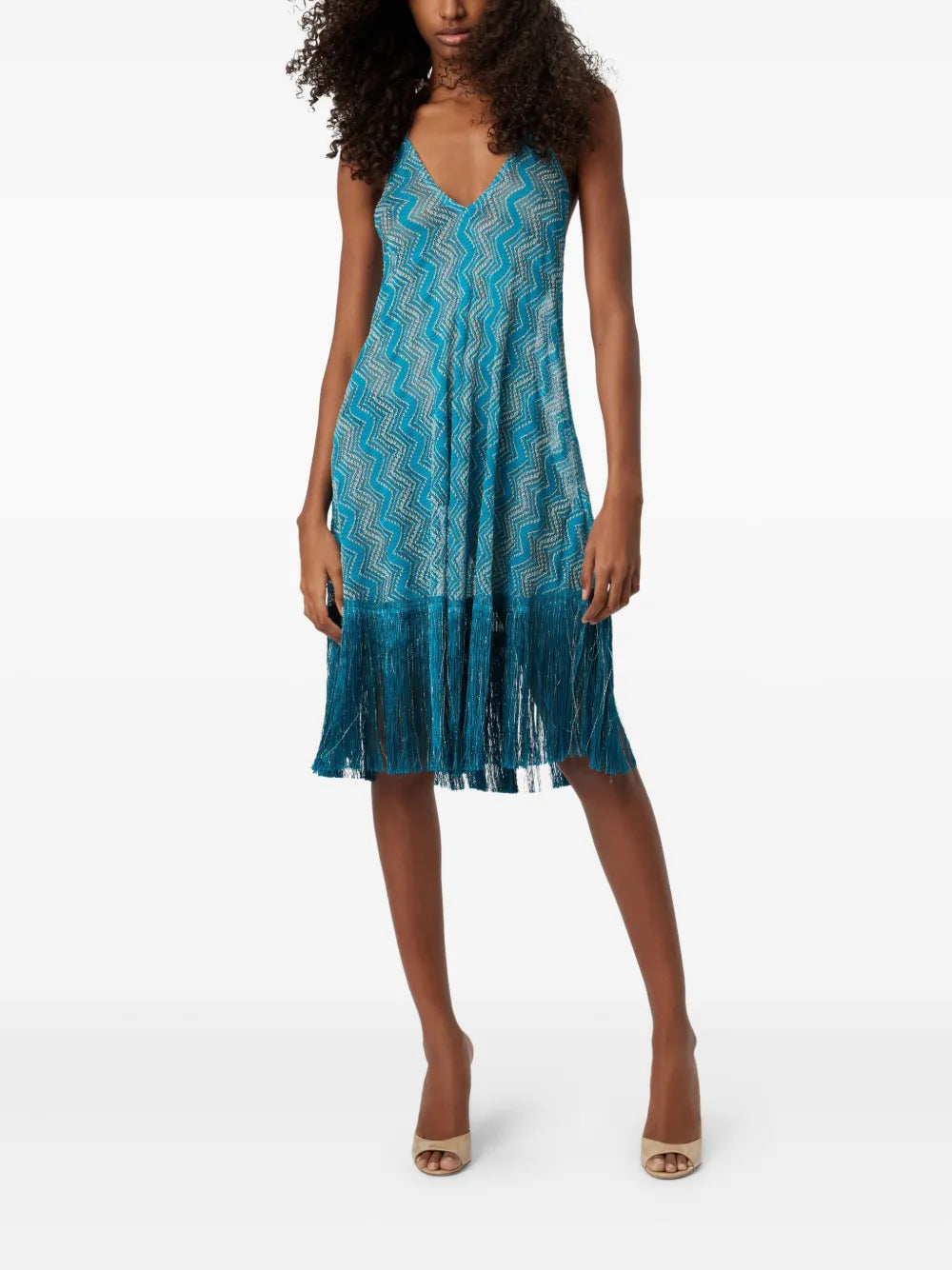 Zigzag-Pattern Midi Dress