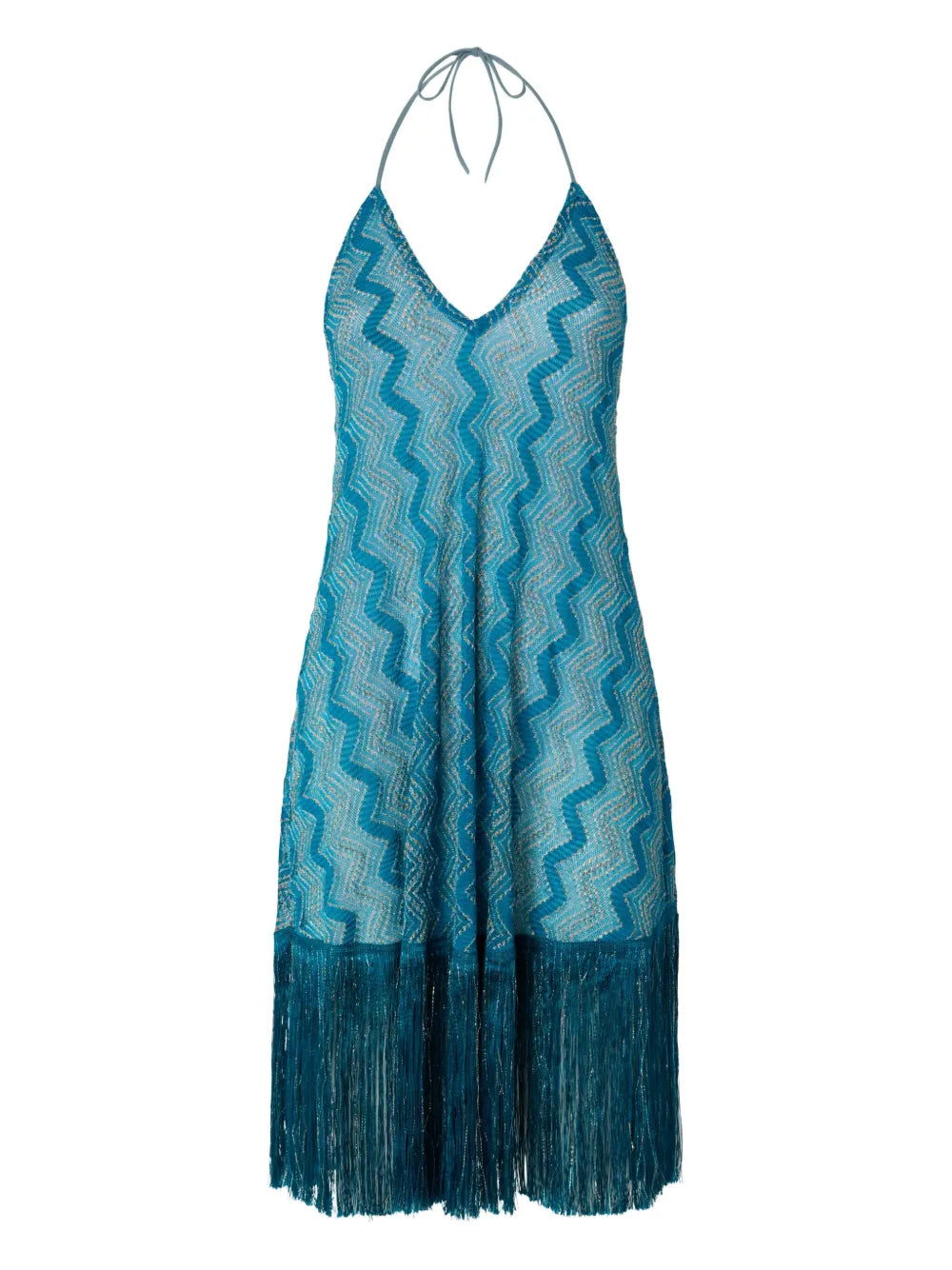 Zigzag-Pattern Midi Dress