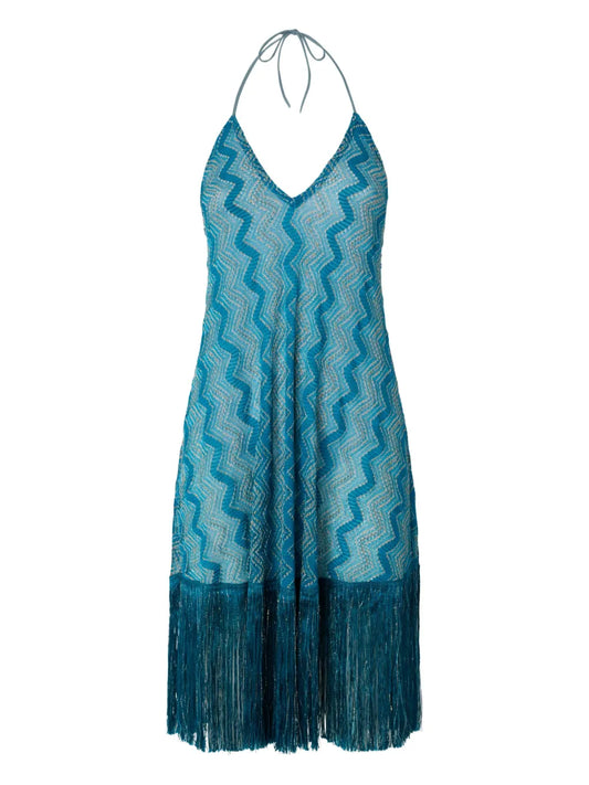 Zigzag-Pattern Midi Dress