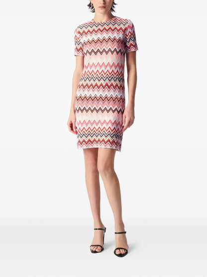 Zigzag-Pattern Mini Dress
