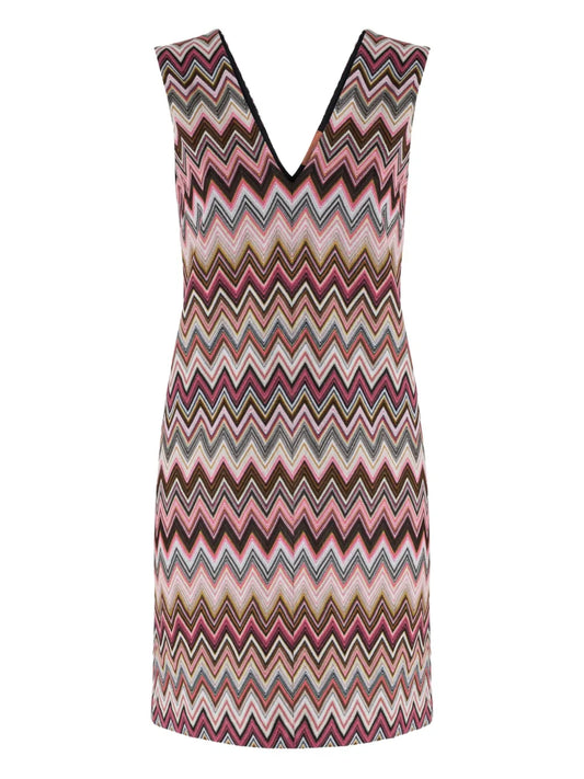 Zigzag-Pattern Mini Dress