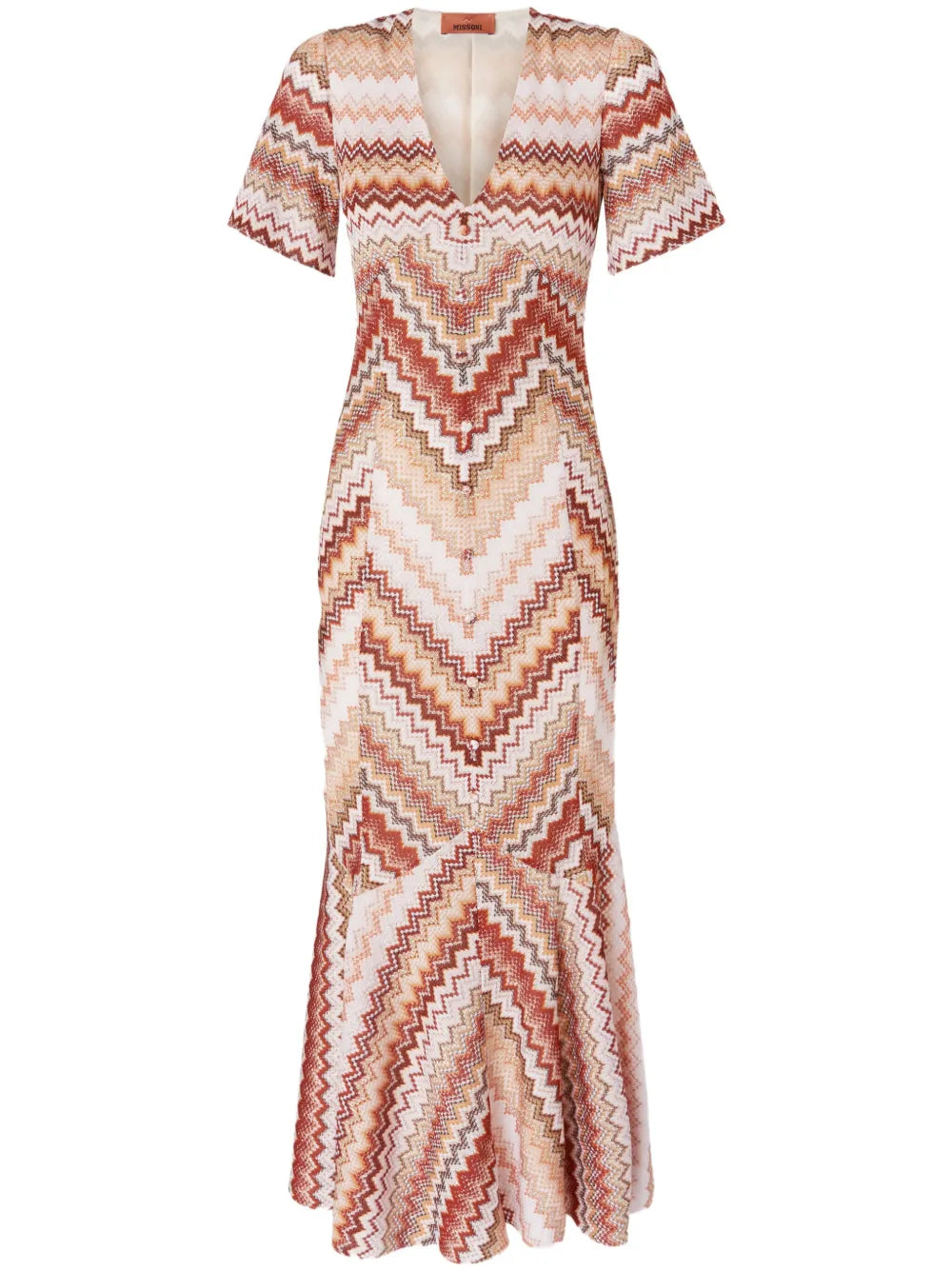 Serrated Zigzag-Pattern Maxi Dress