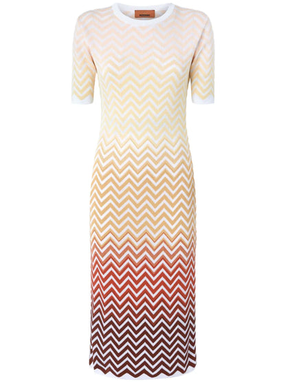Zigzag-Woven Midi Dress
